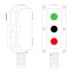 Взрывонепроницаемый пост управления из алюминия LCSD-03-B-MB-L1G(220)x1-P1B(11)x1-P1R(11)x1-PBMB-KA2MHK