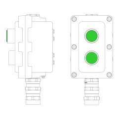 Взрывонепроницаемый пост управления из алюминия LCSD-02-B-MB-L1G(220)x1-P1G(11)x1-PBMB-KA2MHK