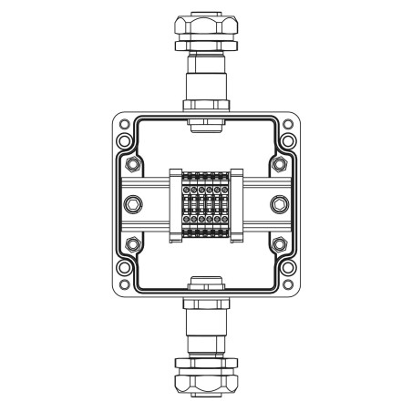 Взрывозащищенная клеммная коробка из полиэстера TBE-P-03-(6xCBC.2)-1xKAEPM2MHK-20(A)-1xKAEPM2MHK-20(C)1Ex e IIC Т5 Gb / Ex tb II