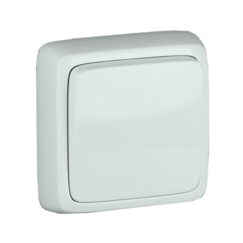 Выключатель одноклавишный наружный с изоляционной пластиной белый 10А