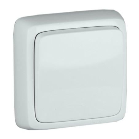 Выключатель одноклавишный наружный с изоляционной пластиной белый 10А