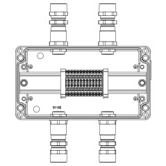 Взрывозащищенная клеммная коробка из алюминия TBE-A-14-(12xCBC.2)-2xKA2MHK(A)-2xKA2MHK(C)1Ex e IIC Т5 Gb / Ex tb IIIC T95°C Db I