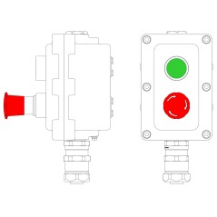 Взрывонепроницаемый пост управления из алюминия LCSD-02-B-MB-P1G(11)x1-P6E(11)x1-PBMB-ANP15BMB