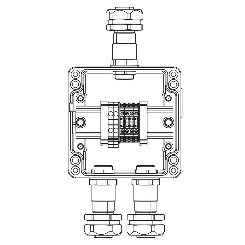 Взрывозащищенная клеммная коробка из алюминия TBE-A-12-(2xCBC.2-2xCBC.2(i)-2xTEO.2)-2xKAEPM2MHK-20(A)-1xKAEPM2MHK-20(C)1Ex e IIC