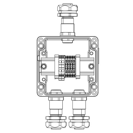 Взрывозащищенная клеммная коробка из алюминия TBE-A-12-(2xCBC.2-2xCBC.2(i)-2xTEO.2)-2xKAEPM2MHK-20(A)-1xKAEPM2MHK-20(C)1Ex e IIC