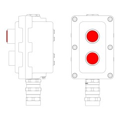 Взрывонепроницаемый пост управления из алюминия LCSD-02-B-MB-L1R(220)x1-P1R(11)x1-PBMB-KA2MHK