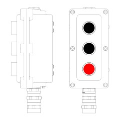 Взрывонепроницаемый пост управления из алюминия LCSD-03-B-MB-P1B(11)x1-P1B(11)x1-P1R(11)x1-PBMB-KA2MHK