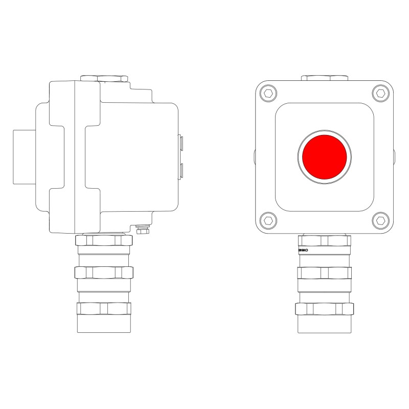 Взрывонепроницаемый пост управления из алюминия LCSD-01-B-MB-P1R(11)x1-PBMB-KA2MHK