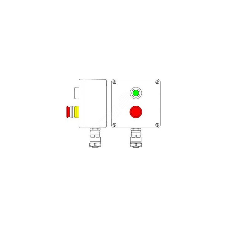 Взрывозащищенная клеммная коробка из полиэстера CPE-Р-05 -(1xP1G(11) -1xP3E(11)) - 1x6018ANP22BKM2SB(C)1Ex d e IIC Т5 Gb / Ex tb