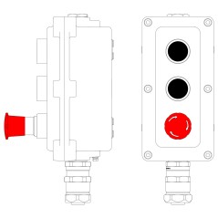 Взрывонепроницаемый пост управления из алюминия LCSD-03-B-MC-P1B(11)x1-P1B(11)x1-P6R(11)x1-PCMB-KAEPM3MHK-26