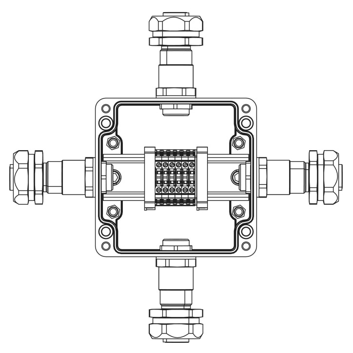 Взрывозащищенная клеммная коробка из полиэстера TBE-P-03-(6xCBC.2)-1xKAEPM2MHK-20(A)-1xKAEPM2MHK-20(B)-1xKAEPM2MHK-20(C)-1xKAEPM