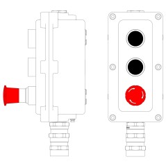 Взрывонепроницаемый пост управления из алюминия LCSD-03-B-MB-P1B(11)x1-P1B(11)x1-P6R(11)x1-PBMB-KA2MHK