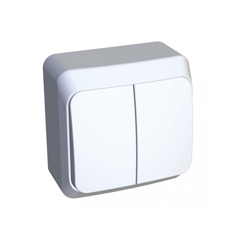 ЭТЮД Выключатель двухклавишный наружный белый сх.5