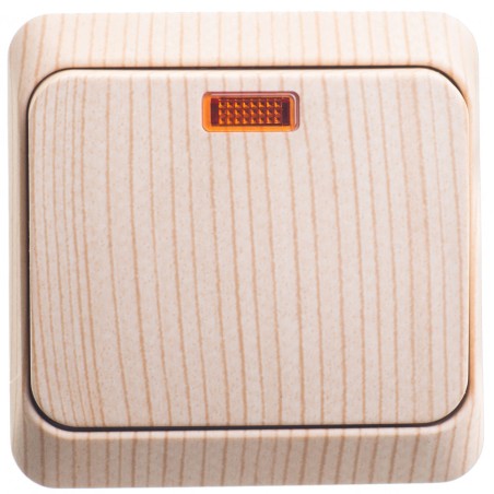 ЭТЮД Выключатель одноклавишный наружный с подсветкой сосна сх.1