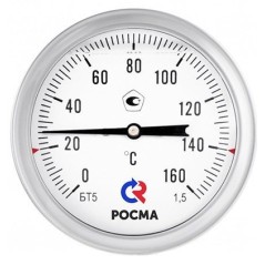 БТ-51.220(-30-50С)G1/2.100.1,5.под ГЗ ТЕРМОМЕТР биметаллический коррозионностойкий 100мм, Тип - БТ-51.220, осевое присоединение.