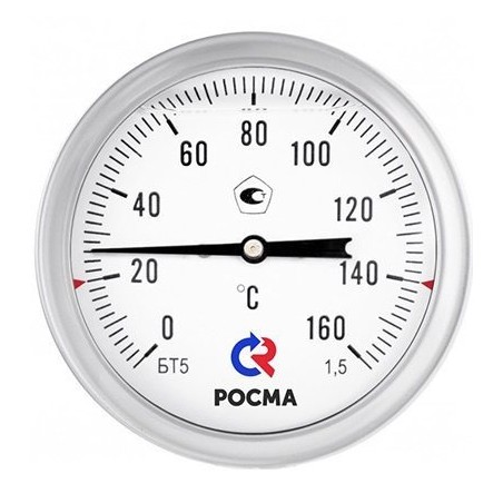 БТ-51.220(-30-50С)G1/2.100.1,5.под ГЗ ТЕРМОМЕТР биметаллический коррозионностойкий 100мм, Тип - БТ-51.220, осевое присоединение.