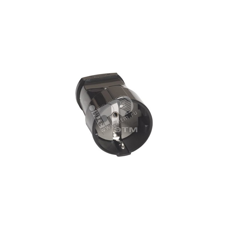 Гнездо штепсельное с заземлением черное 16А 250В