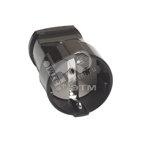 Гнездо штепсельное с заземлением черное 16А 250В