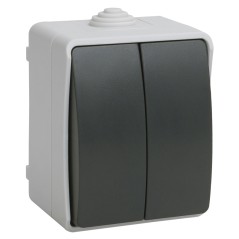 ФОРС Выключатель двухклавишный наружный IP54