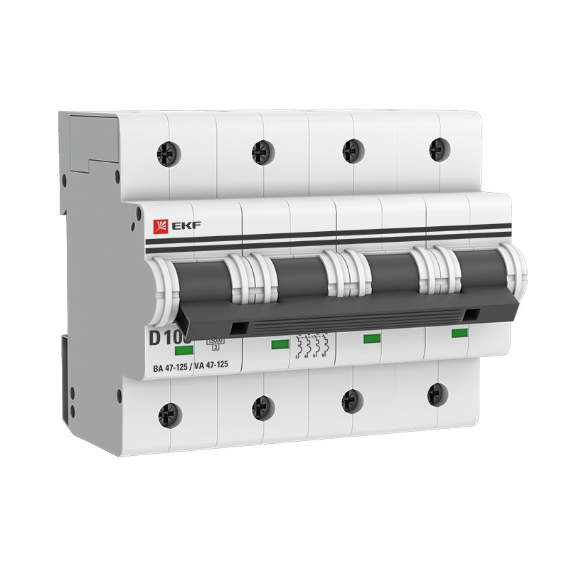 Автоматический выключатель ВА 47-125, 4P 100А (D) 15кА EKF PROxima