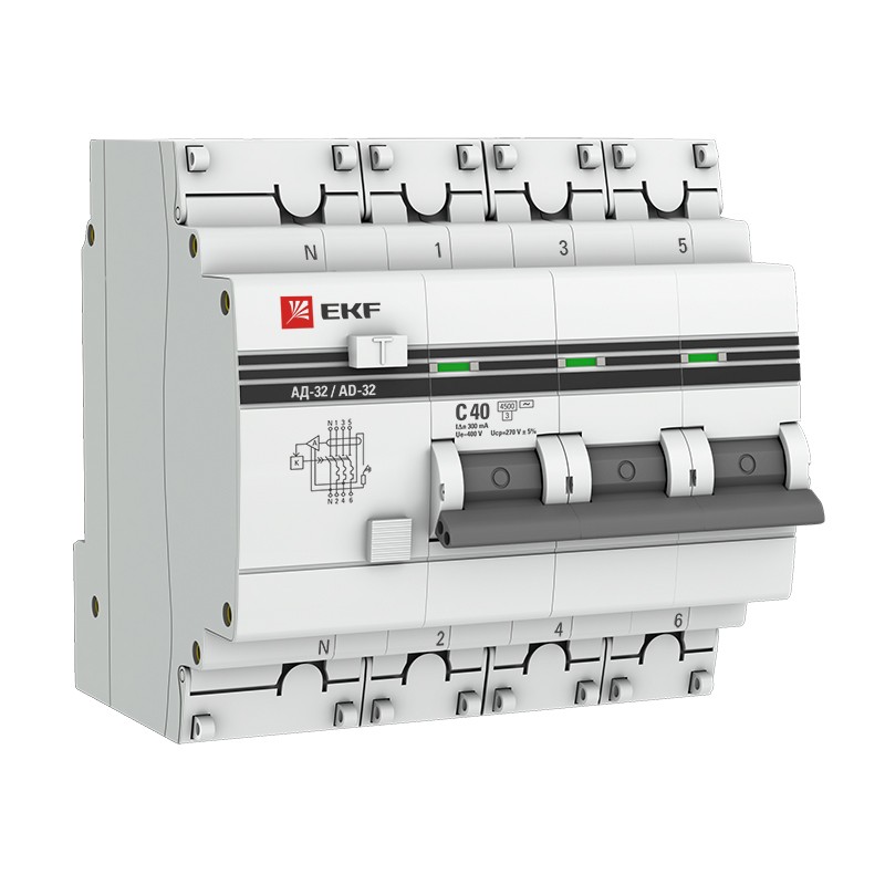 Выключатель автоматический дифференциальный АД-32 4п 40А 300мА С PROxima