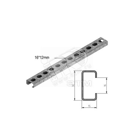 Несущий профиль, высота - 15 мм, ширина - 30 мм, длина - 2000 мм, толщина - мм, SZ - Оцинкованная сталь (методом Sendzimir)