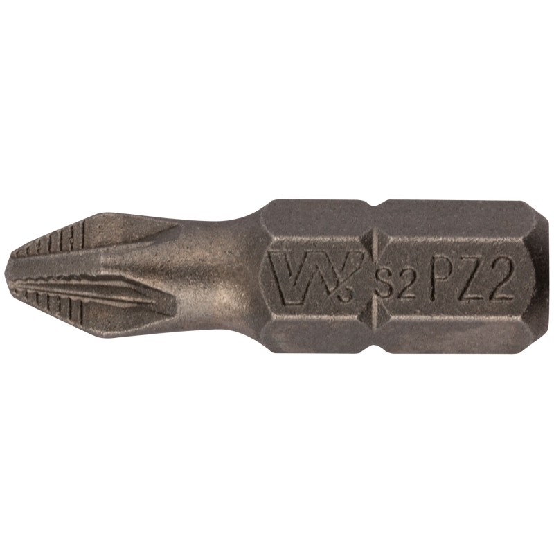 Биты 20 шт, сталь S2, с насечкой, Профи PZ 2x25 мм