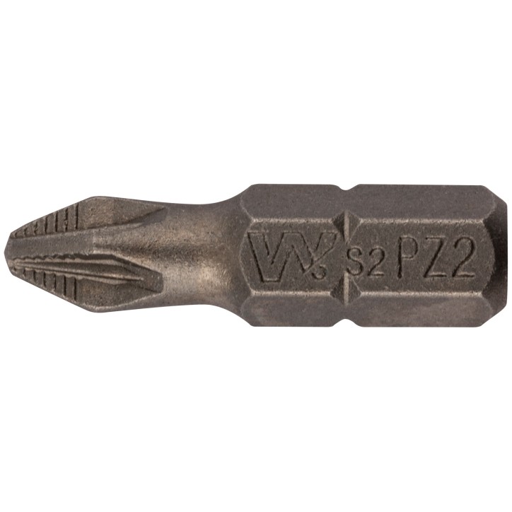 Биты 20 шт, сталь S2, с насечкой, Профи PZ 2x25 мм