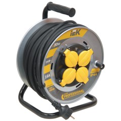 Удлинитель силовой 4 розетки шнур 30м КГ 3x1.5 УК30 с термозащитой IP44