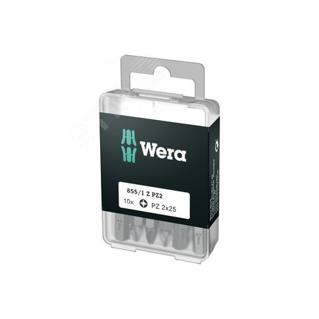 Набор бит 855/1 Z DIY 10 PZ 2 вязкая твердость хвостовик 1/4 C 6.3 10 шт PZ 2X25 мм с держателем-евр