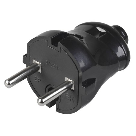Вилка штепсельная черная 6А