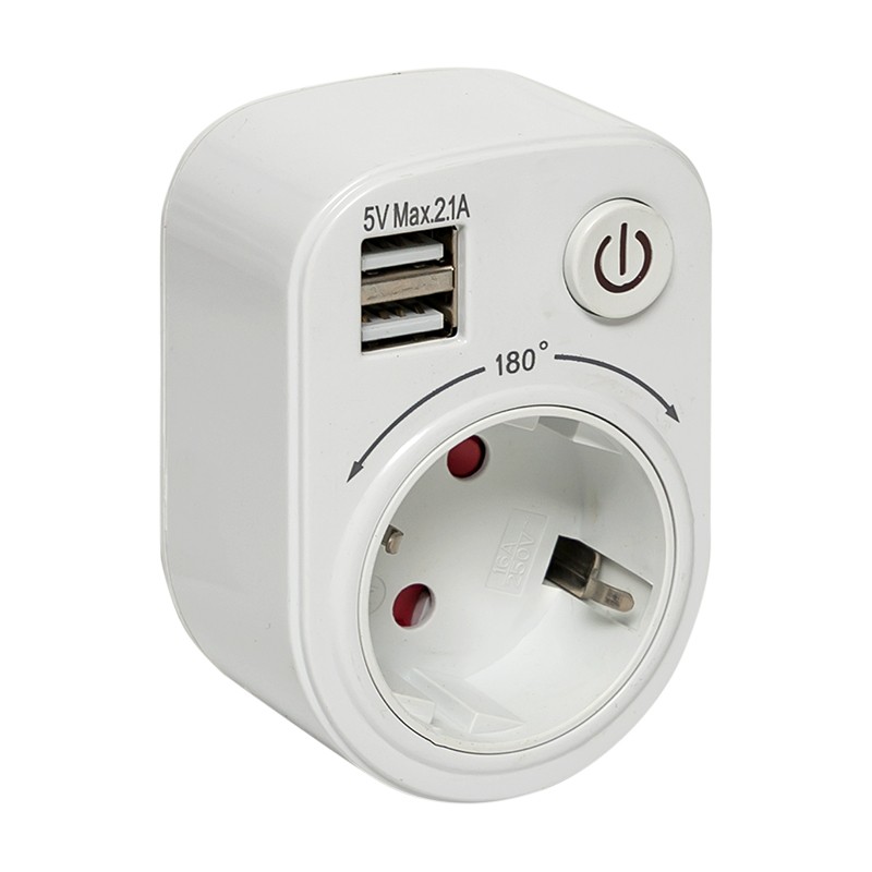 Блок розеточный (розетка 2P+E 16А 2 USB разъема 5В 2.1А) PROxima