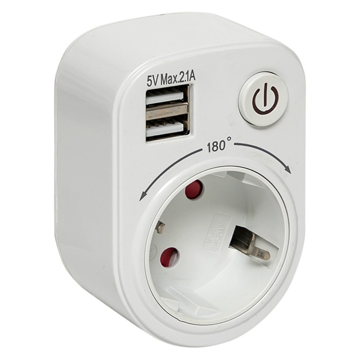 Блок розеточный (розетка 2P+E 16А 2 USB разъема 5В 2.1А) PROxima Блок розеточный (розетка 2P+E 16А 2 USB разъема 5В 2.1А) PROxima