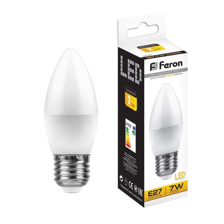 Лампа светодиодная LED 7вт E27 теплый матовая свеча Лампа светодиодная LED 7вт E27 теплый матовая свеча