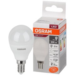 Лампа светодиодная OSRAM LED Value P, 800лм, 10Вт (замена 75Вт), 4000К (нейтральный белый свет). Цоколь E14, колба P, угол пучка