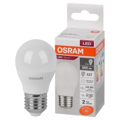 Лампа светодиодная OSRAM LED Value P, 560лм, 7Вт (замена 60Вт), 4000К (нейтральный белый свет). Цоколь E27, колба P, угол пучка 