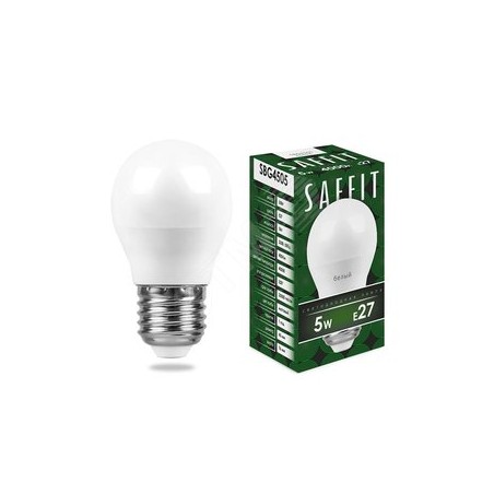 Лампа светодиодная LED 5вт Е27 белый матовый шар
