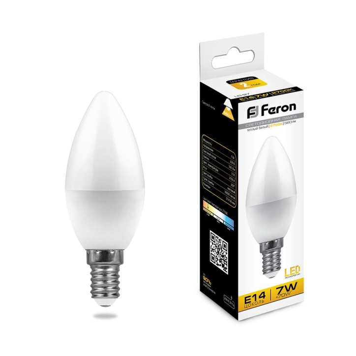 Лампа светодиодная LED 7вт E14 теплый матовая свеча Лампа светодиодная LED 7вт E14 теплый матовая свеча