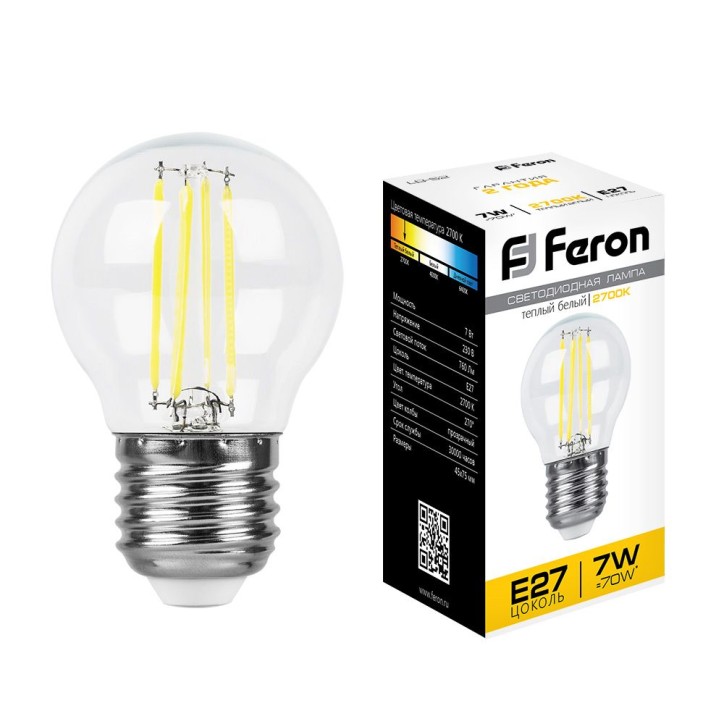 Лампа светодиодная LED 7вт Е27 теплый шар FILAMENT Лампа светодиодная LED 7вт Е27 теплый шар FILAMENT