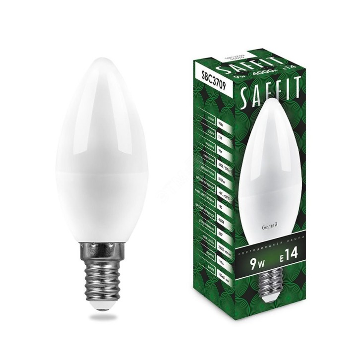 Лампа светодиодная LED 9вт Е14 белый матовая свеча Лампа светодиодная LED 9вт Е14 белый матовая свеча