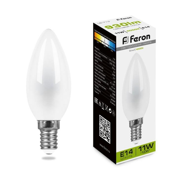 Лампа светодиодная LED 11вт Е14 белый матовая свеча FILAMENT Лампа светодиодная LED 11вт Е14 белый матовая свеча FILAMENT