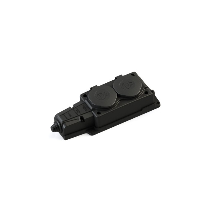 Колодка 2х розетка двойная 2К+З каучуковая 16А/250В IP44 Чёрная MultiSet Колодка 2х розетка двойная 2К+З каучуковая 16А/250В IP44 Чёрная MultiSet