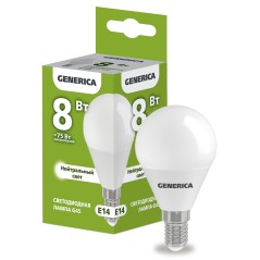 Лампа LED G45 шар 8Вт 230В 4000К E14 GENERICA