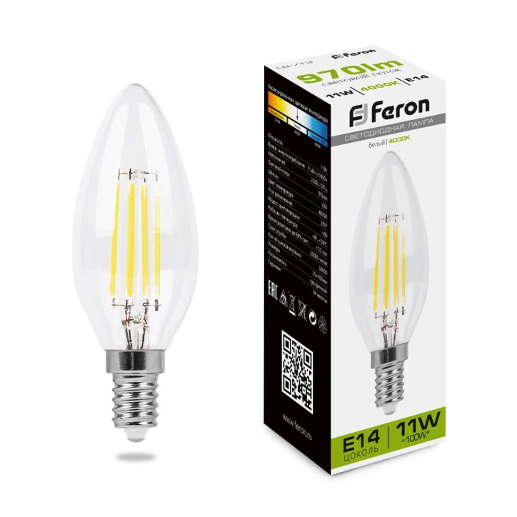 Лампа светодиодная LED 11вт Е14 белый свеча FILAMENT Лампа светодиодная LED 11вт Е14 белый свеча FILAMENT