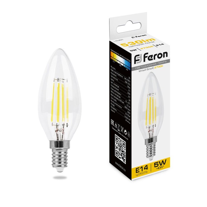 Лампа светодиодная LED 5вт Е14 теплый свеча FILAMENT Лампа светодиодная LED 5вт Е14 теплый свеча FILAMENT
