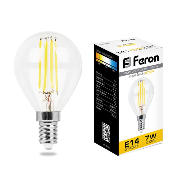 Лампа светодиодная LED 7вт Е14 теплый шар FILAMENT Лампа светодиодная LED 7вт Е14 теплый шар FILAMENT
