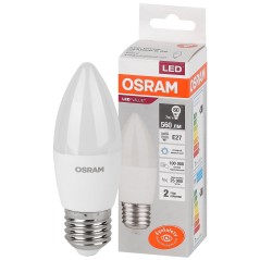 Лампа светодиодная OSRAM LED Value B, 560лм, 7Вт (замена 60Вт), 6500К (холодный белый свет). Цоколь E27, колба B, угол пучка 200