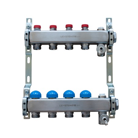 Usystems коллектор с клапанами стальной, выходы 2x3/4' Евроконус '1И