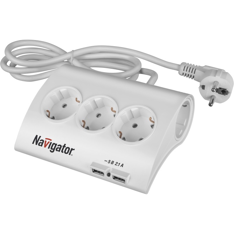 Удлинитель бытовой 5х1.8м с заземлением 16А ПВС 3х1.00 USB
