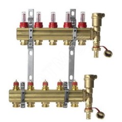 Коллекторная группа с расходомерами 1' х 5 выходов 3/4' с преднастройкой и воздухоотводчиками FHF-5F set